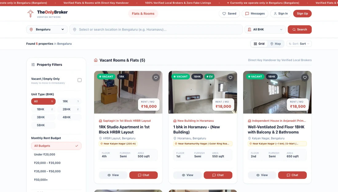 The Only Broker Live Rooms Search and Filters